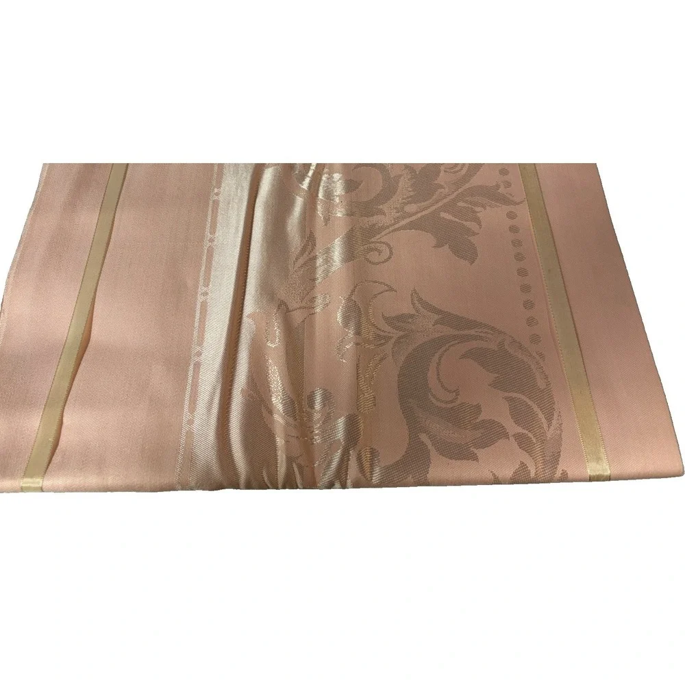 Vtg Toyobo Japan Damask Tablecloth Napkin (8) Set 64x84 Pink Cotton Rayon NOS